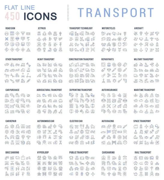 Vektorzeilensymbole des Transports setzen — Stockvektor