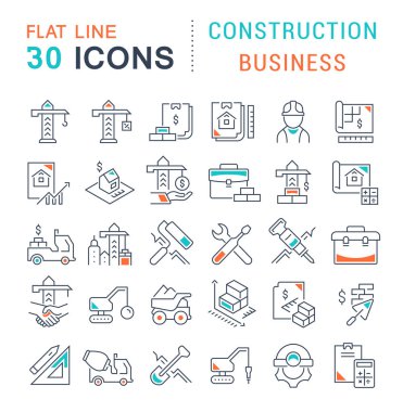 İnşaat İşlerinin Vektör Satırı Simgelerini Ayarla