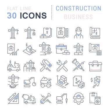 İnşaat İşlerinin Vektör Satırı Simgelerini Ayarla