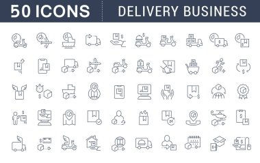 Set Vector Line Icons of Delivery Business clipart