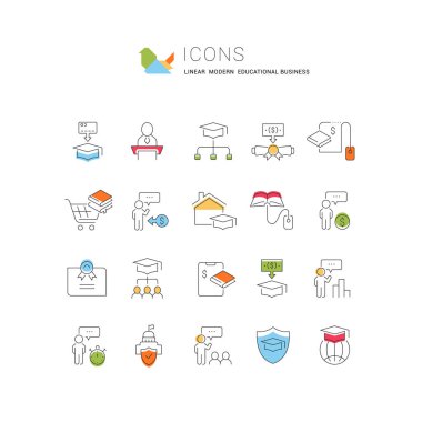 Eğitim İşletmelerinin Vektör Satırı Simgelerini Ayarla