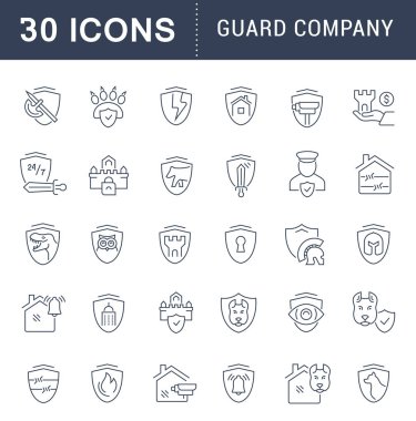 Set Vector Line Icons of Guard Company