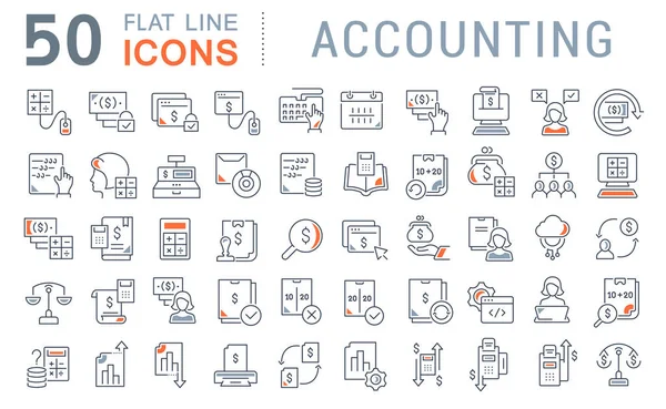 Conjunto de iconos de línea vectorial de contabilidad — Vector de stock