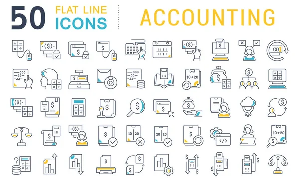 Définir les icônes de la ligne vectorielle de comptabilité — Image vectorielle