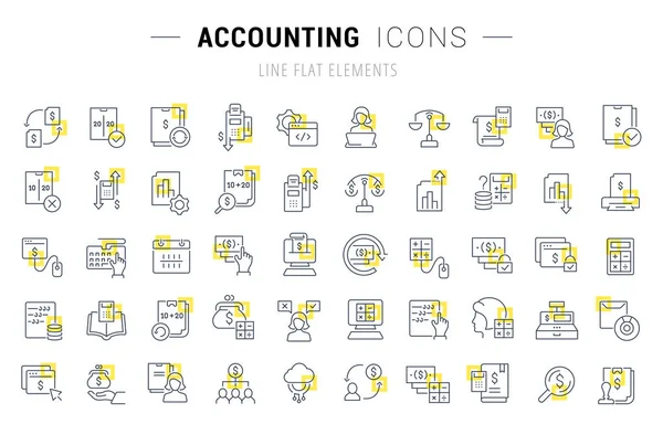 Définir les icônes de la ligne vectorielle de comptabilité — Image vectorielle