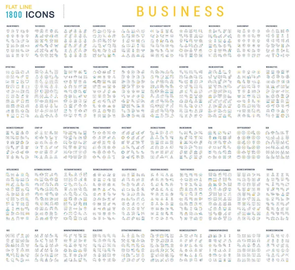 Coleção de Ícones de Negócios Lineares —  Vetores de Stock