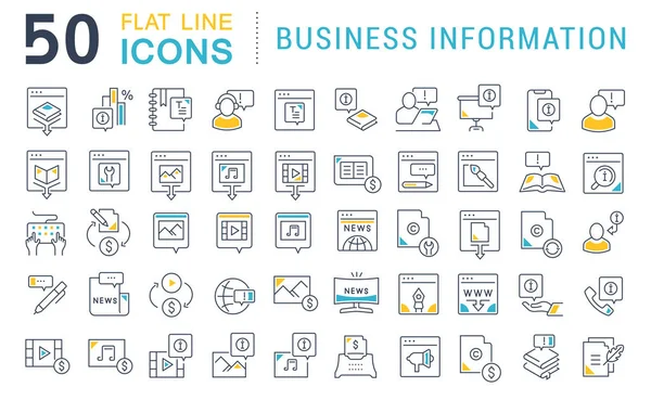 Setzen Sie Vektorzeilen-Ikonen für Geschäftsinformationen — Stockvektor