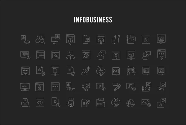 Set Vector Line Iconos de Infobusiness — Archivo Imágenes Vectoriales