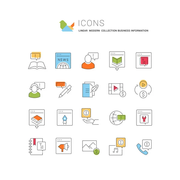 Conjunto de iconos de la línea vectorial de información comercial — Vector de stock