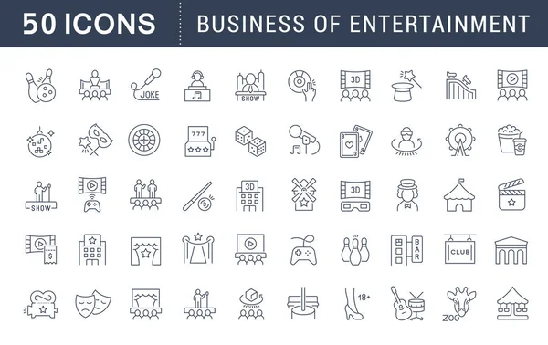 Set Vector Line Iconos de Entretenimiento Negocios — Archivo Imágenes Vectoriales