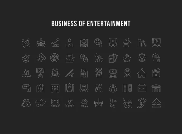 Set Vector Line Icons of Entertainment Business — ストックベクタ