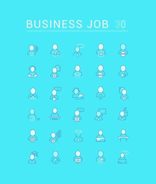 Conjunto de iconos lineales de trabajo de negocios — Vector de stock