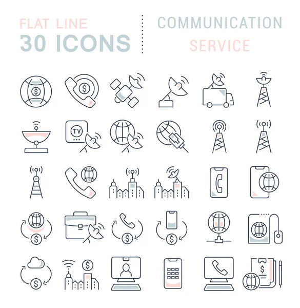 Set de iconos de línea vectorial de servicio de comunicación — Archivo Imágenes Vectoriales