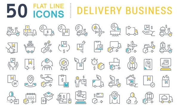 Встановіть Vector Line Icons of Delivery Business — стоковий вектор