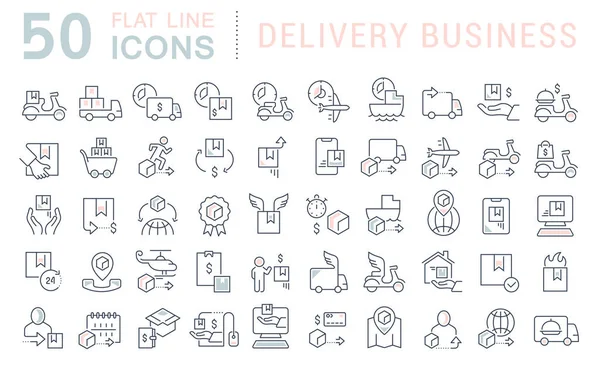 Conjunto de iconos de línea vectorial de negocio de entrega — Archivo Imágenes Vectoriales