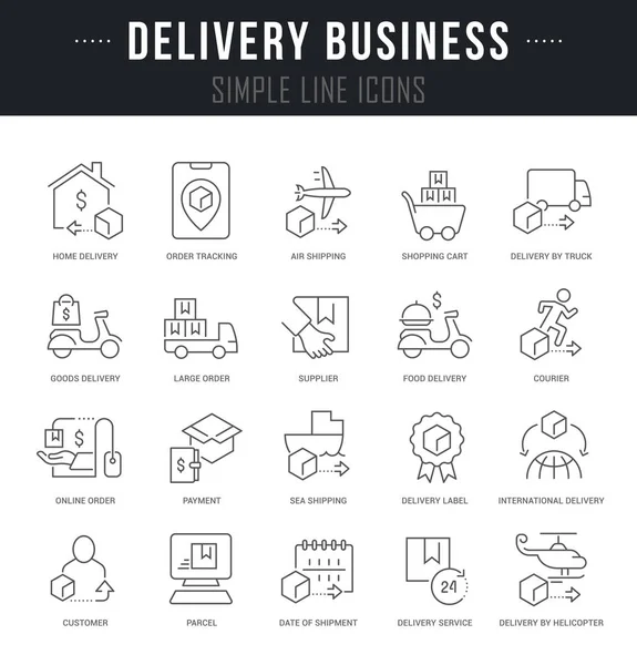Définir les icônes de la ligne vectorielle d'affaires de livraison — Image vectorielle
