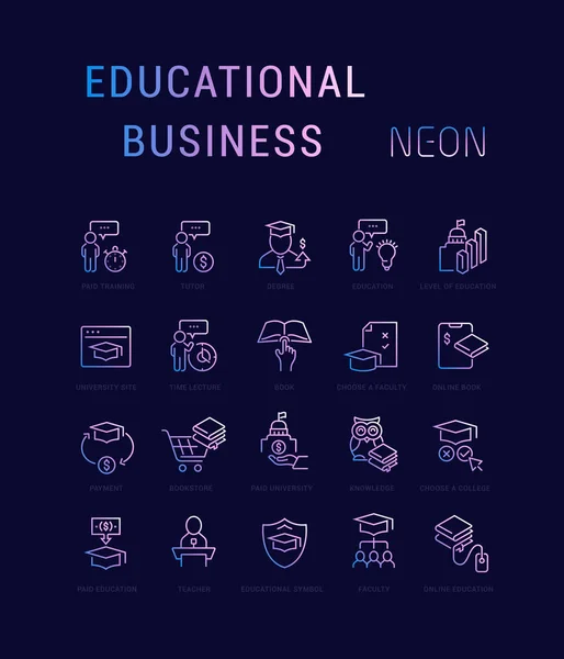 Stel vectorlijn pictogrammen van educatieve business — Stockvector
