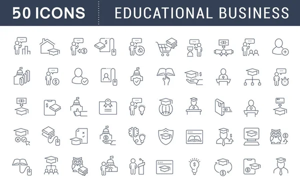 Set de iconos de línea vectorial de negocio educativo — Archivo Imágenes Vectoriales