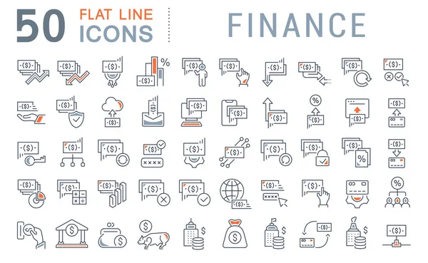 Definir ícones de linha vetorial de finanças —  Vetores de Stock