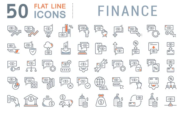 Définir la ligne vectorielle Icônes de la finance — Image vectorielle