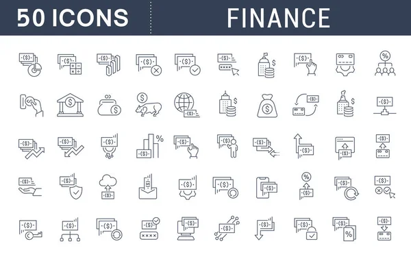 Stel vectorlijn Iconen van Financiën in — Stockvector
