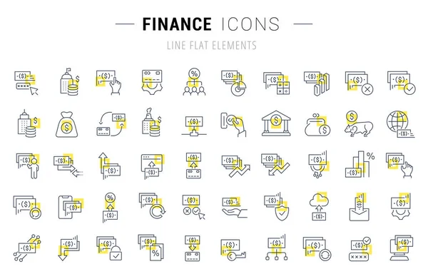 Définir la ligne vectorielle Icônes de la finance — Image vectorielle