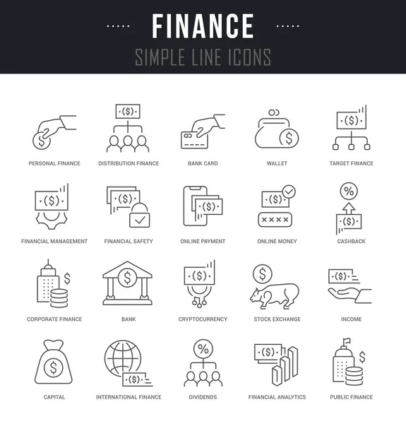 Conjunto de iconos de línea vectorial de finanzas — Archivo Imágenes Vectoriales