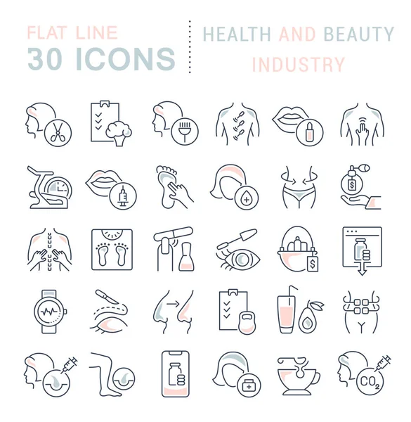 Colección Iconos lineales de la industria de la salud y la belleza — Vector de stock