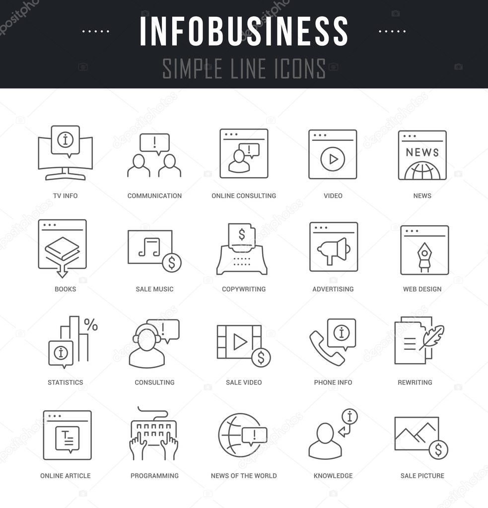 Set Vector Line Icons of Business Information