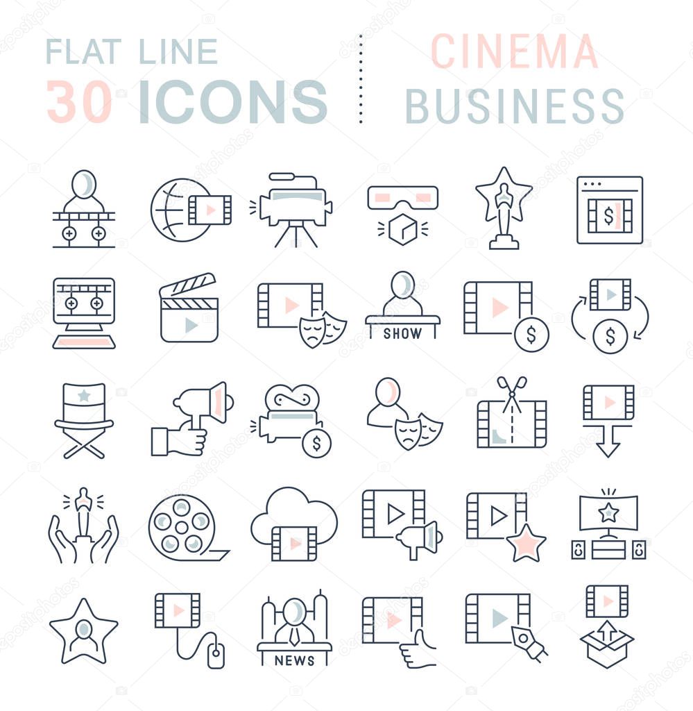 Collection Linear Icons of Cinema Business