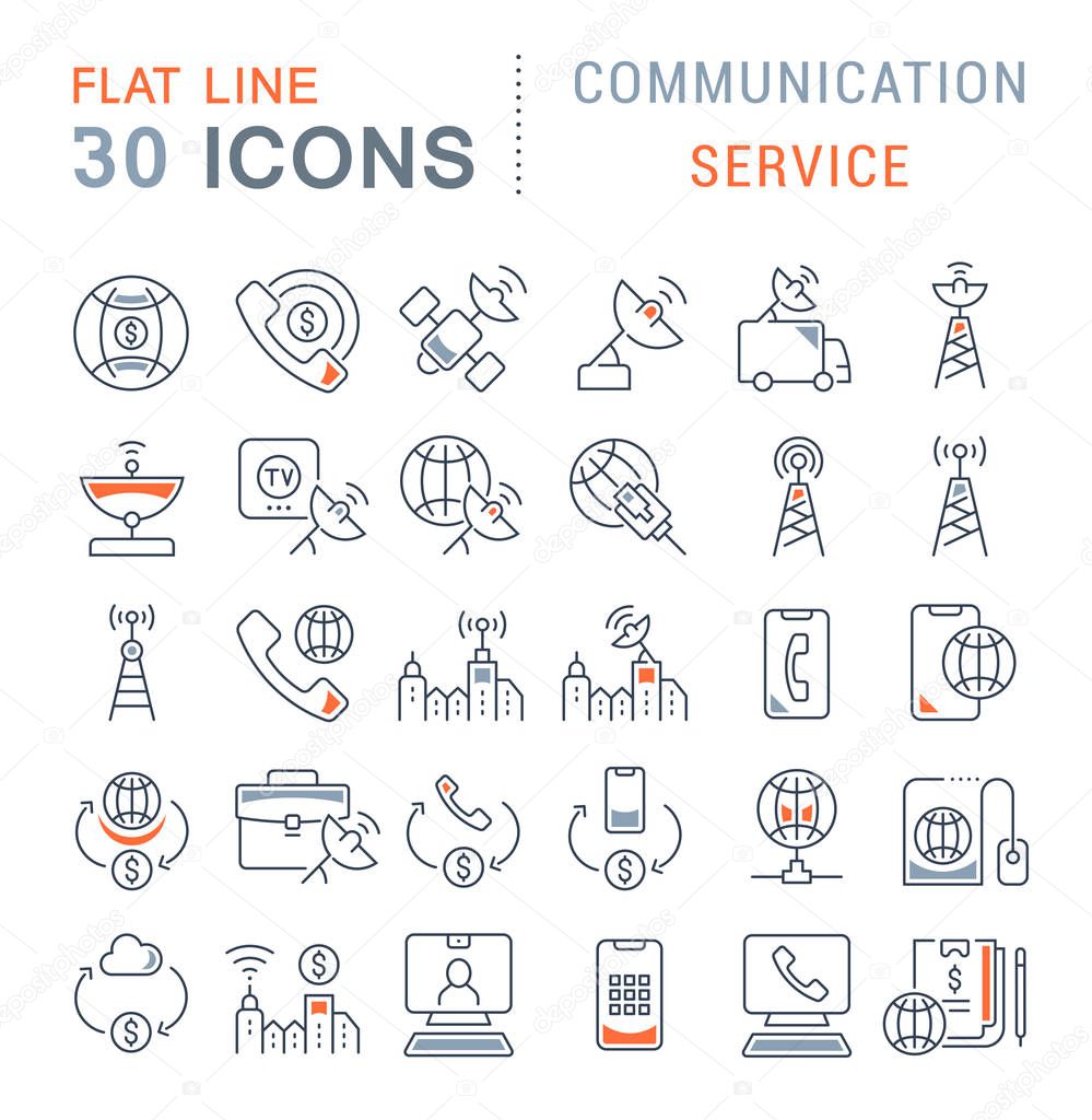 Set of vector line icons of communication service for modern concepts, web and apps.