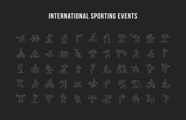 Uluslararası Spor Olaylarının Vektör Hattı Simgelerini Ayarla