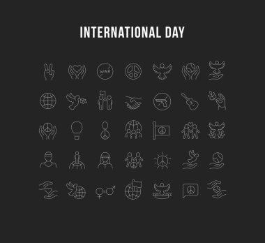 Set Vector Line Icons of International Day of Peace clipart