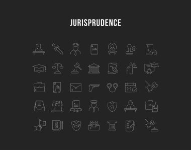 Set Vector Line Icons of Jurisprudence