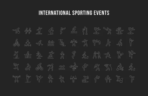 Nastavit ikony vektorové linie mezinárodních sportovních událostí — Stockový vektor