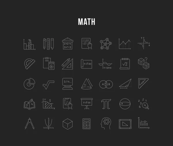 Set Icônes de ligne vectorielle de mathématiques . — Image vectorielle