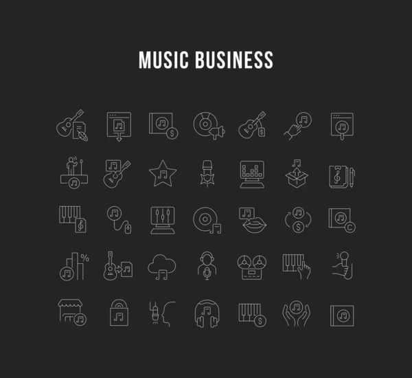 Zestaw ikon linii wektorowej biznesu muzycznego — Wektor stockowy