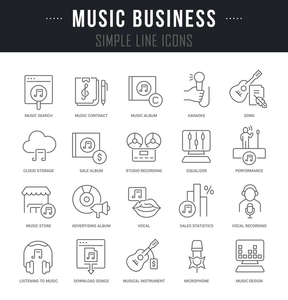 Set Icônes de ligne vectorielle de Music Business — Image vectorielle