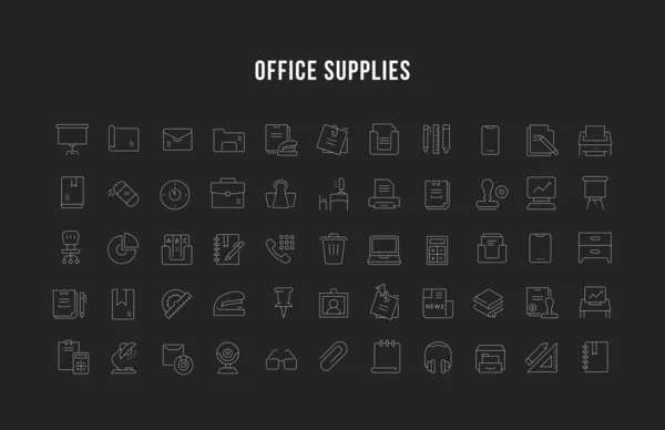 Conjunto de iconos de línea vectorial de suministros de oficina — Vector de stock