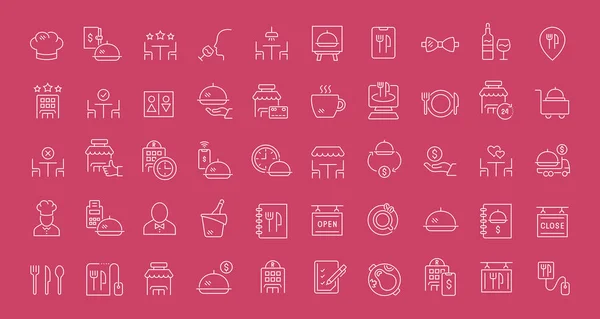 Set de iconos de la línea vectorial del negocio de restaurantes — Archivo Imágenes Vectoriales