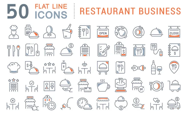 Set Icônes de ligne vectorielle de Restaurant Business — Image vectorielle