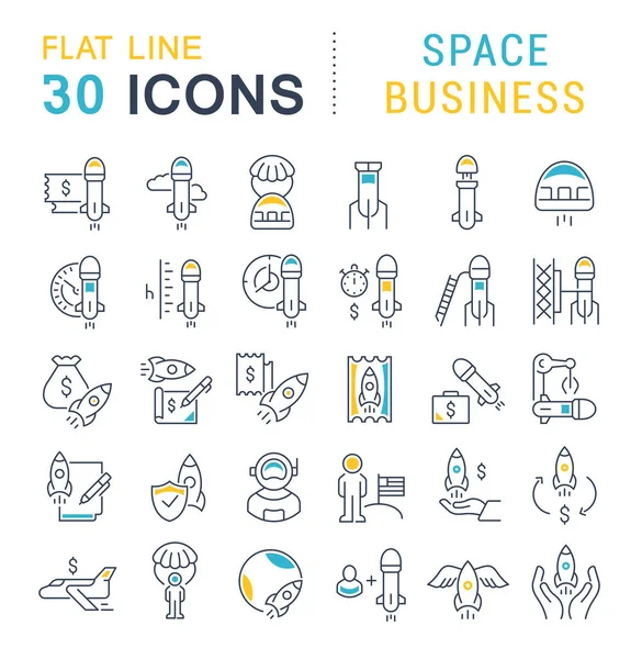 Set Vector Line Icons of Space Business — ストックベクタ