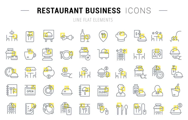 Stel Vector Line Pictogrammen van Restaurant Business — Stockvector