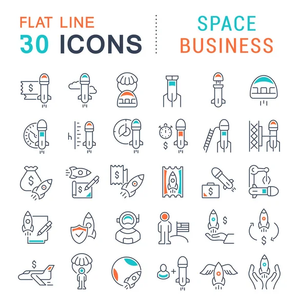 Set Vector Line Icons of Space Business — ストックベクタ