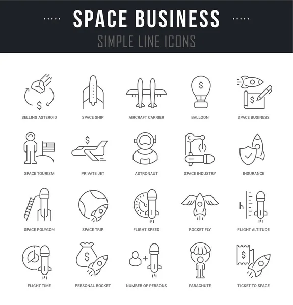 Set de iconos de línea vectorial de negocio espacial — Archivo Imágenes Vectoriales