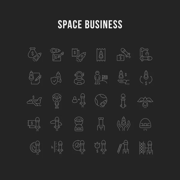 Définir les icônes de la ligne vectorielle de Space Business — Image vectorielle