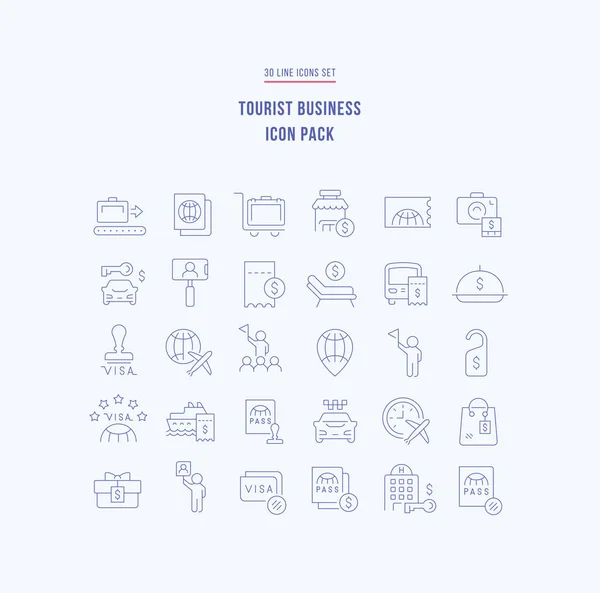 Set Icônes de la ligne vectorielle des entreprises touristiques — Image vectorielle