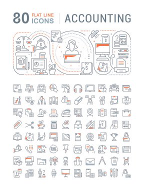 Modern konseptler, web ve uygulamalar için vektör çizgisi simgeleri kümesi. 