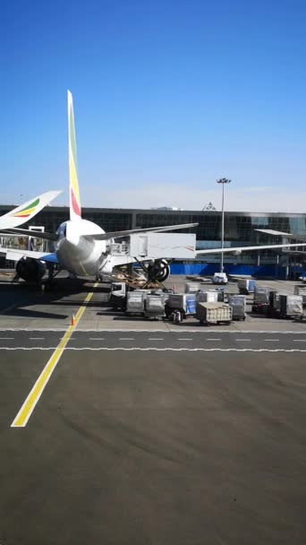 Luchthaven Addis Abeba Bole Ethiopië Foto Genomen Vanaf Binnenkant Van — Stockvideo