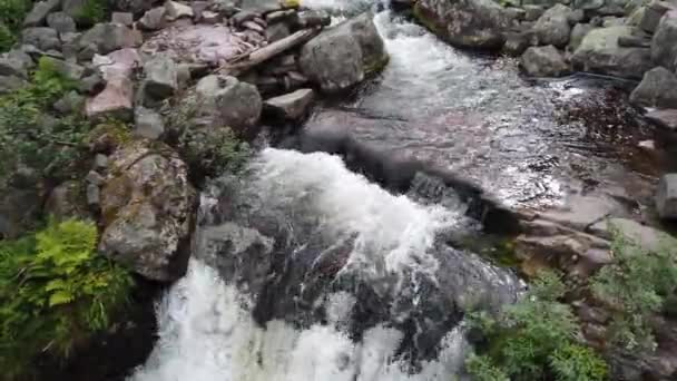 Zweden Hoogste Waterval Njupeskrs Met Water Dat Eruit Ziet Als — Stockvideo
